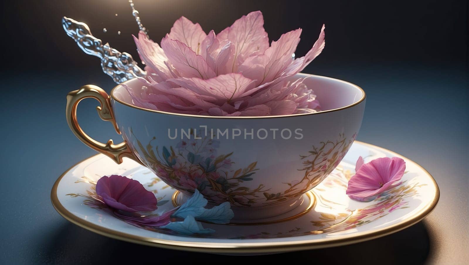 Elegant porcelain cup. AI generated