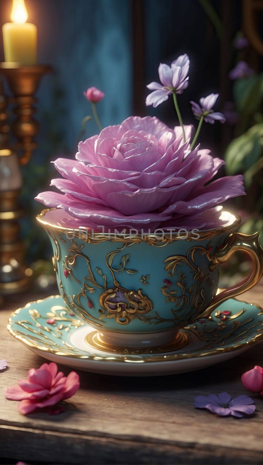 Elegant porcelain cup. AI generated