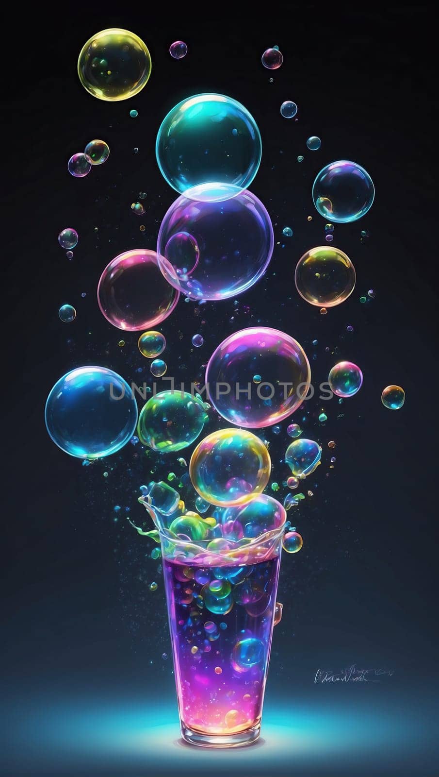 Colored air bubbles. AI generated