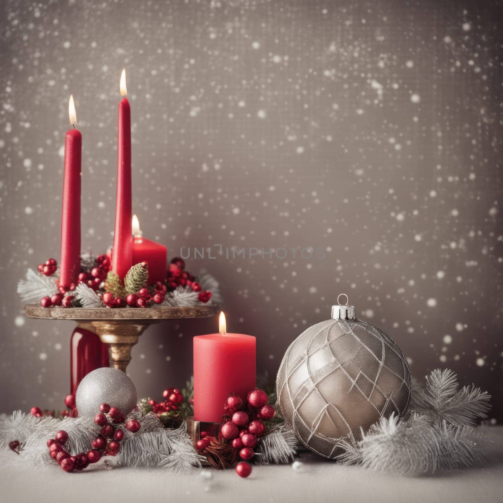 Home is decorated with Christmas ornaments, and gift boxes, as well as a light decoration with candles.