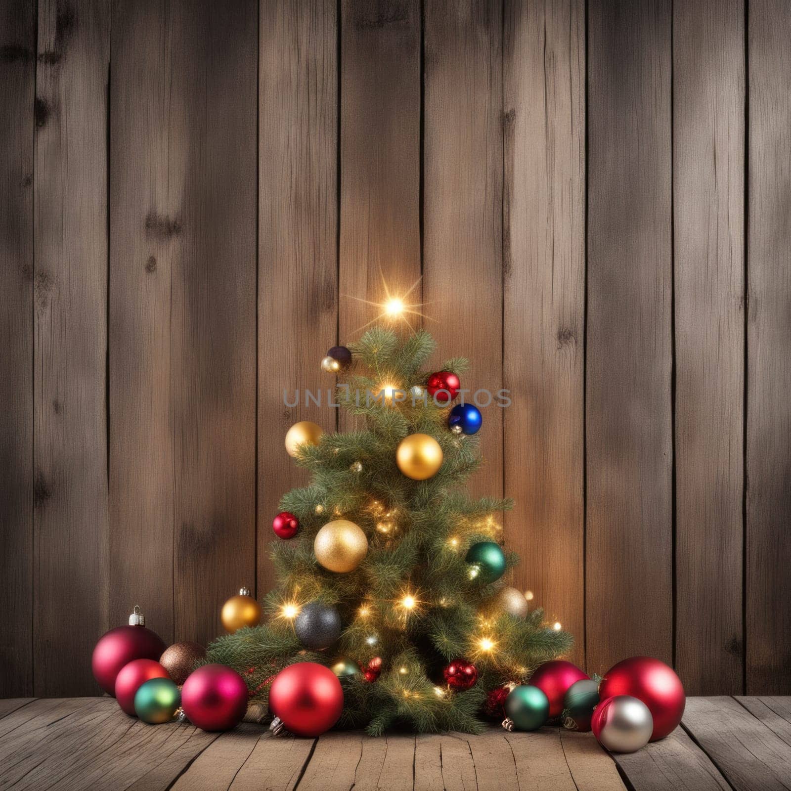 Close-UP of Christmas Tree multicolor Ornaments against a Defocused Lights Background by shaadjutt36