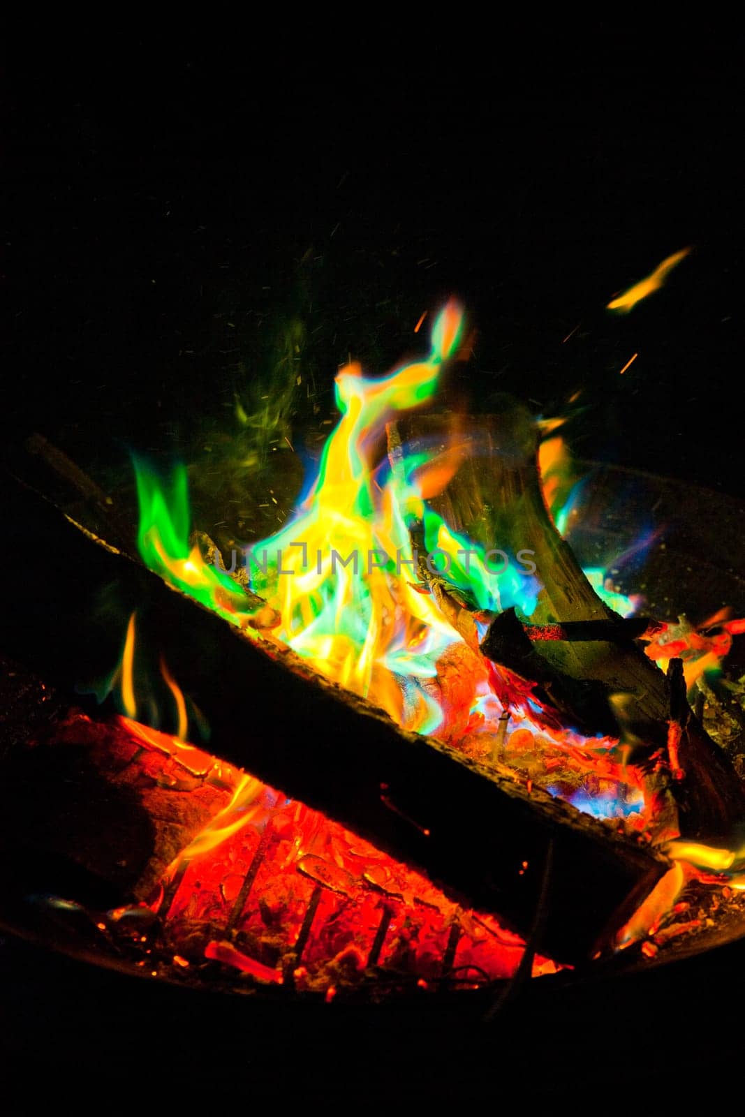Vibrant Campfire Flames Dancing in Indiana Night by njproductions