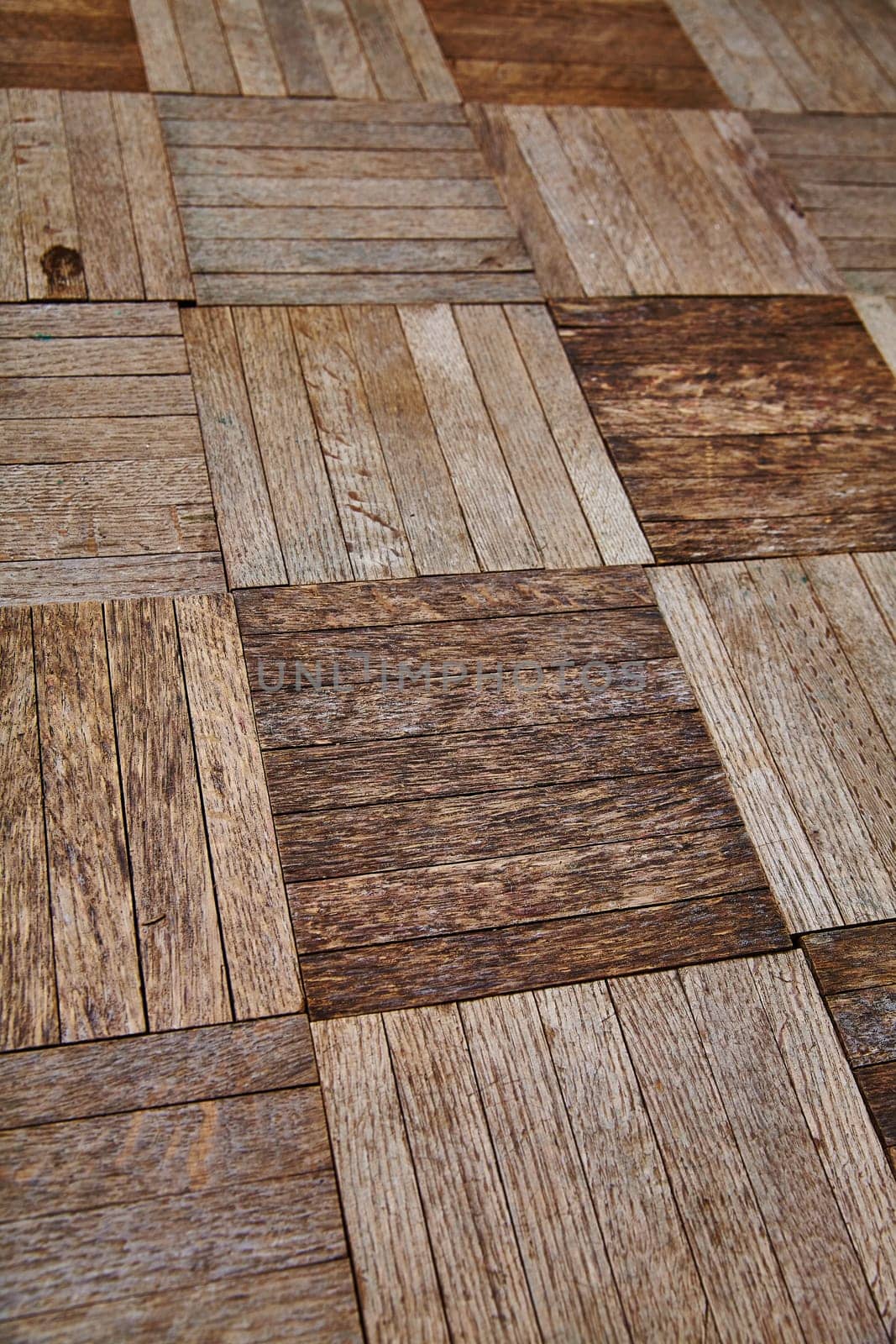 Aerial View of Rustic Interlocking Wood Floor Tiles by njproductions