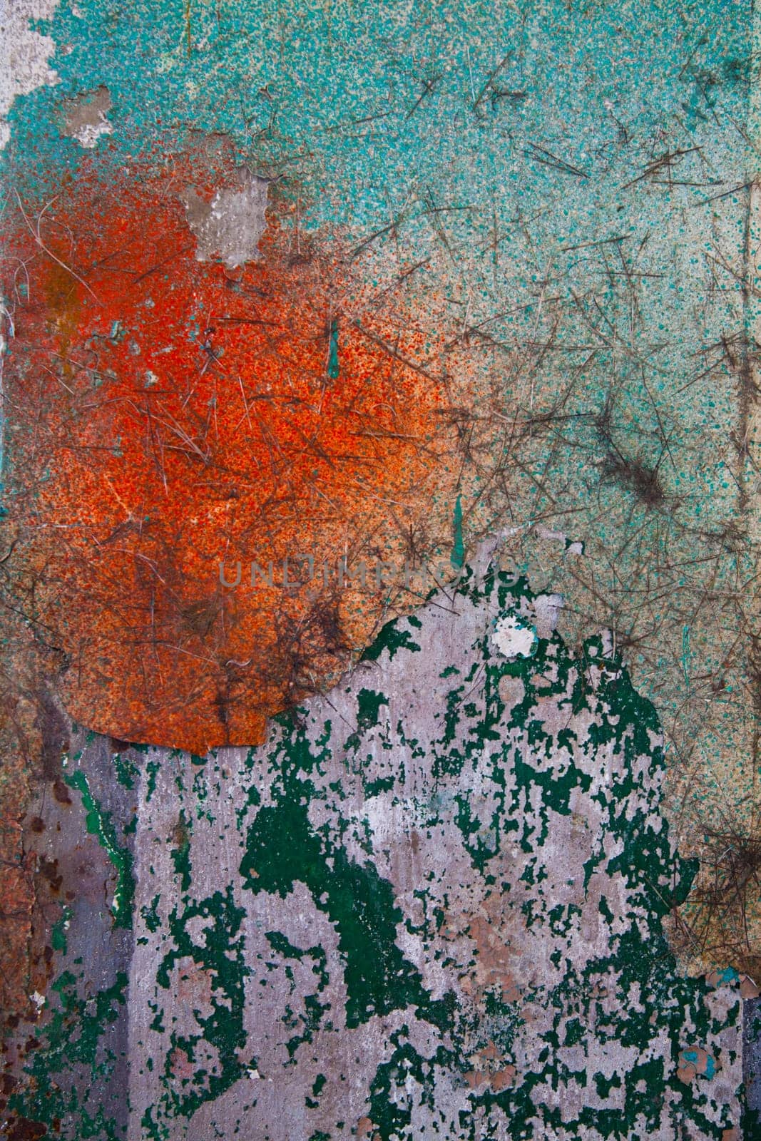 Texture of Weathered Paint and Rust in Urban Decay Close-Up by njproductions