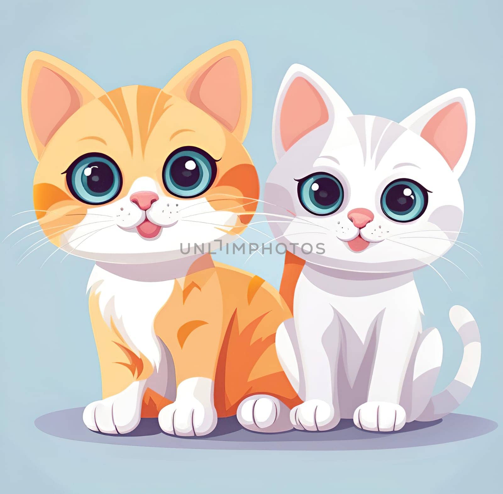 Illustration of Cute Cartoon Kitten on a Colored Background.Cute cartoon cat on colorful background. Vector illustration for your design