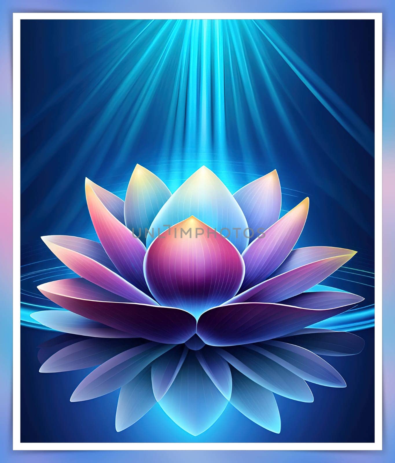 Beautiful lotus flower on dark blue background. Vector illustration.Beautiful blue lotus flower on the background of the night sky