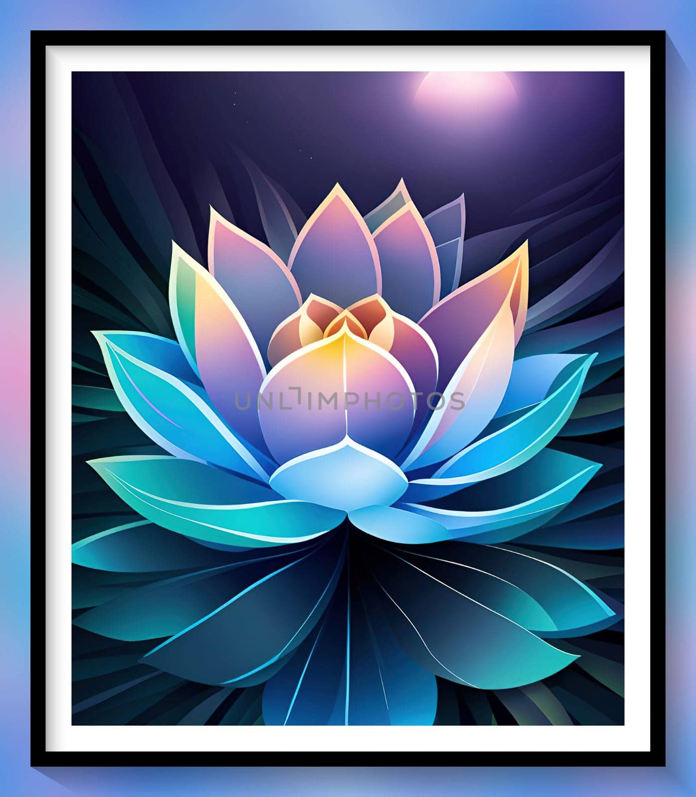 Beautiful lotus flower on dark blue background. by yilmazsavaskandag