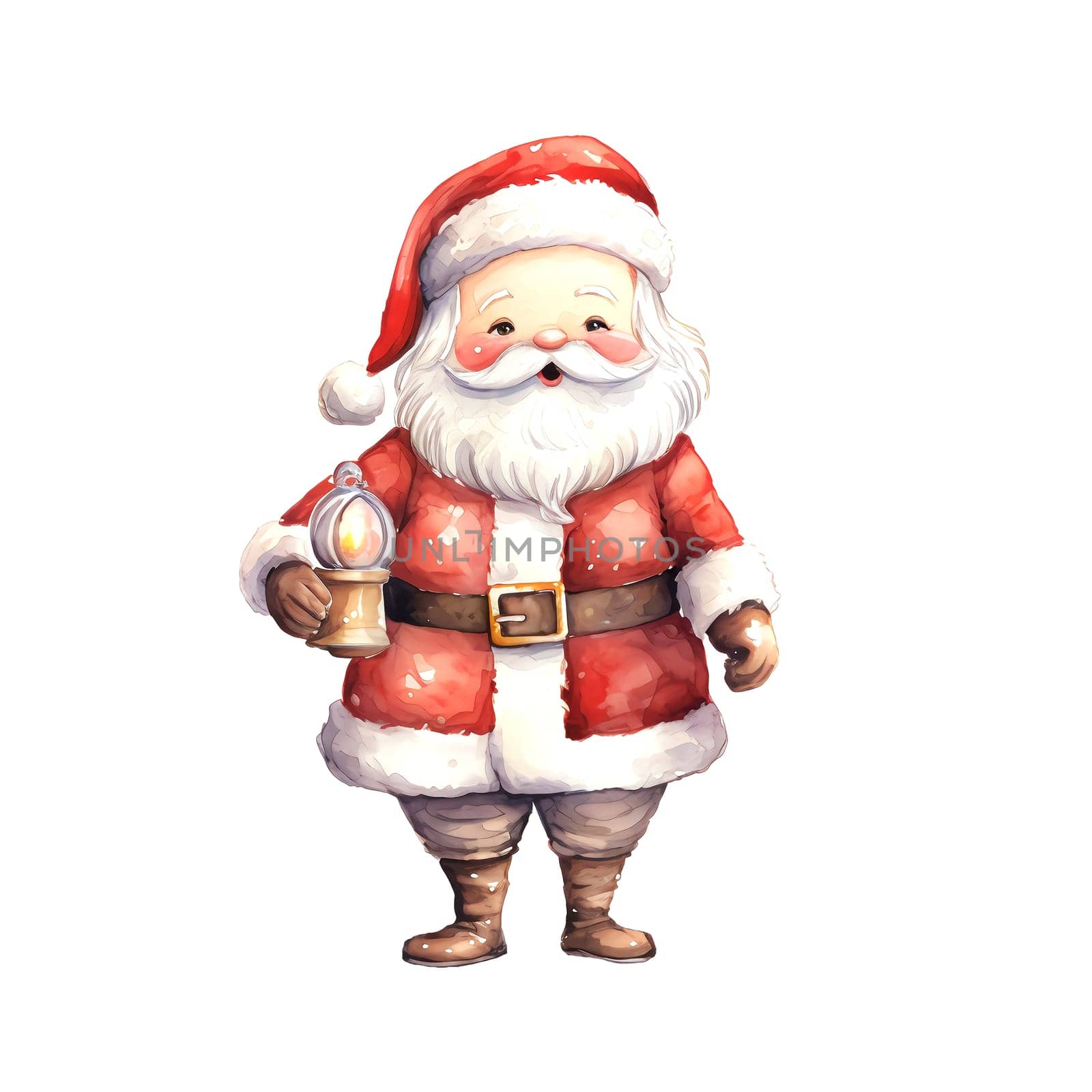 Watercolor Christmas Santa Claus. Clipart. AI generated. by AndreyKENO