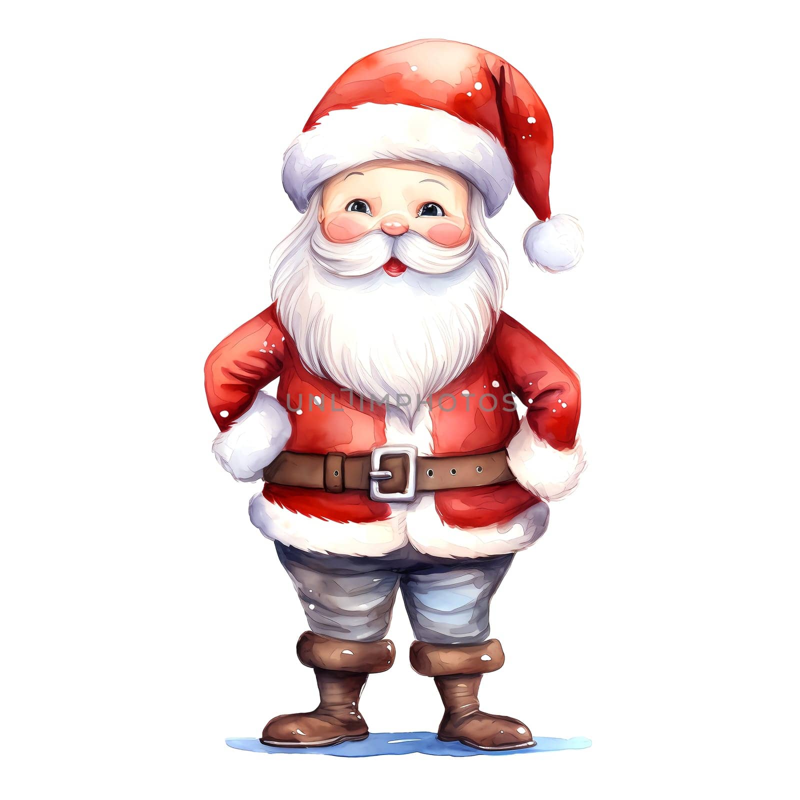 Watercolor Christmas Santa Claus Clipart is a great choice for creating cards, invitations, party supplies and decorations. AI generated.