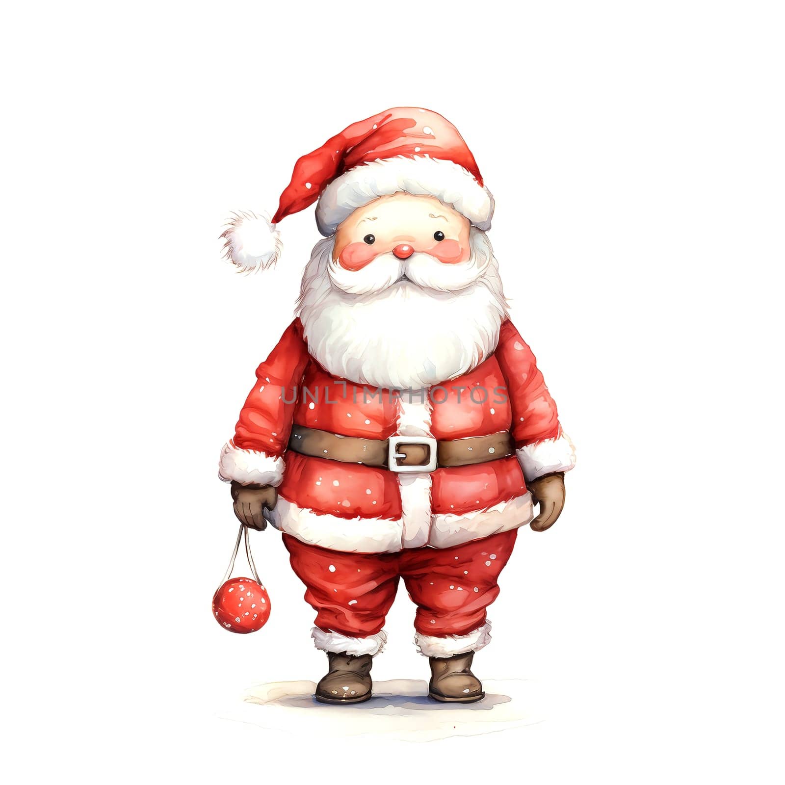 Watercolor Christmas Santa Claus. Clipart. AI generated. by AndreyKENO