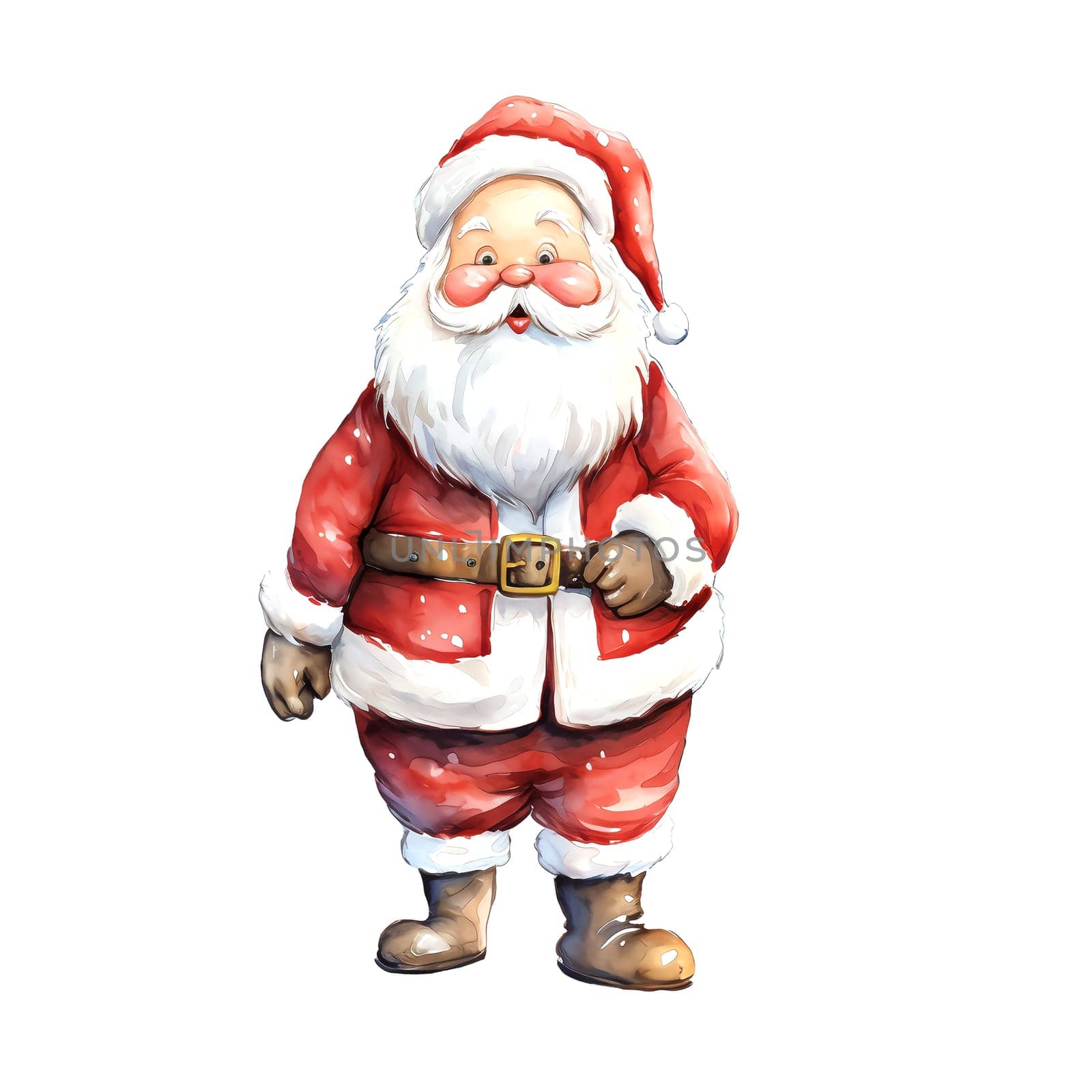 Watercolor Christmas Santa Claus. Clipart. AI generated. by AndreyKENO