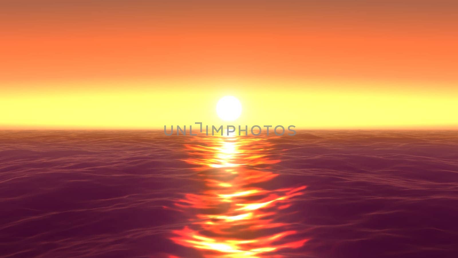 panorama of the ocean sunset, sea sunset, 3d render illustration