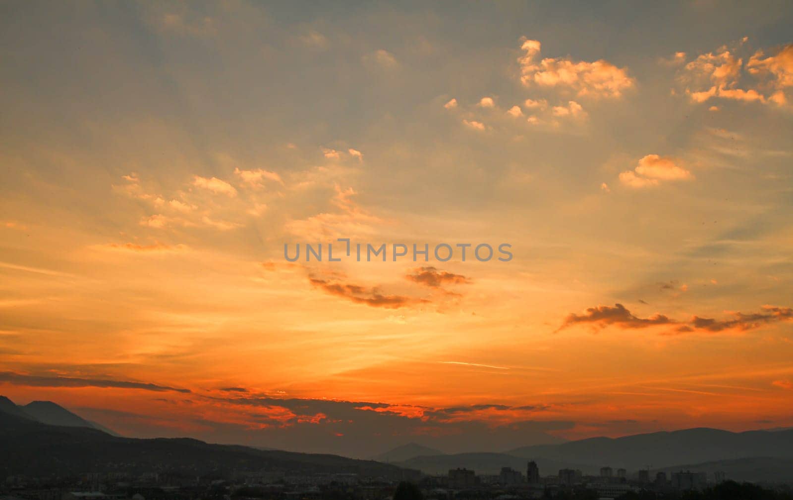 natural sunset clouds sky background, color panorama