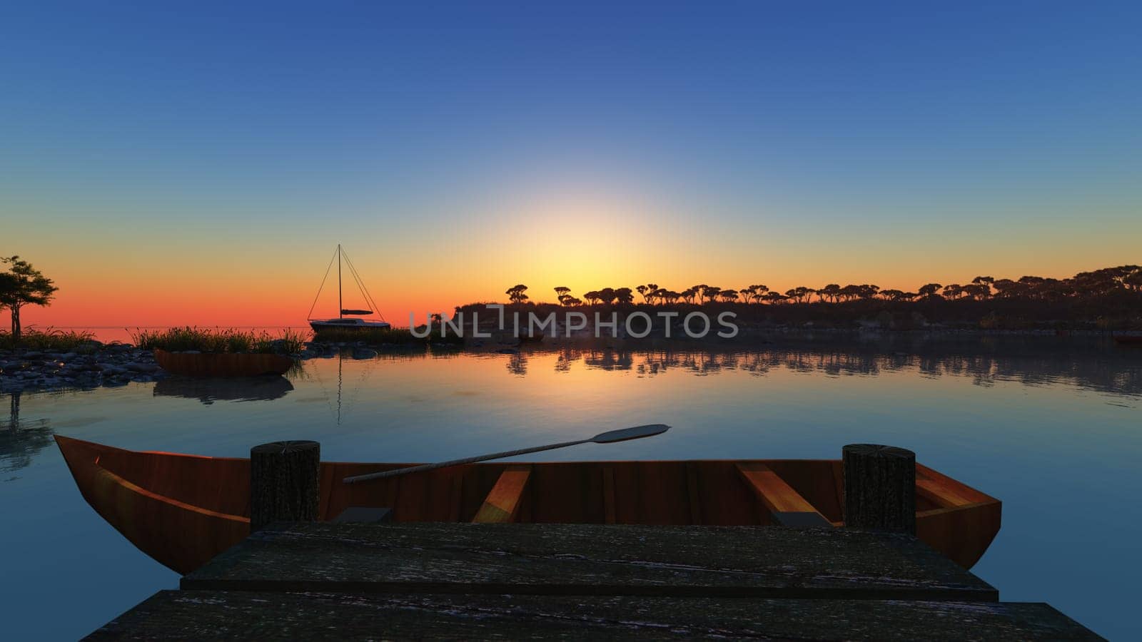 Beautiful sunset over the tropical lagoon by alex_nako