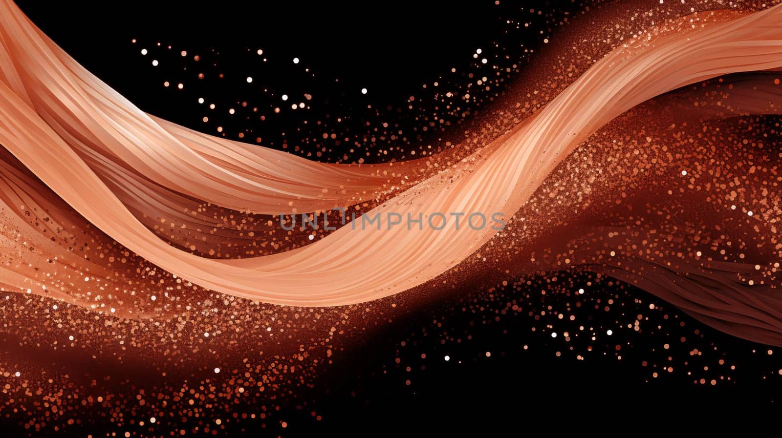 Digital texture with shimmer and sparkles in black and peach colors.