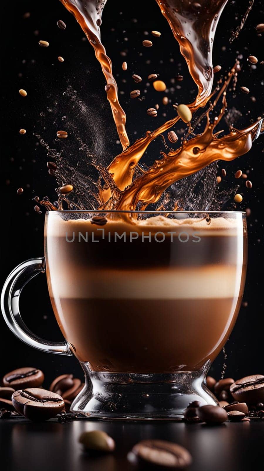 cappuccino latte macchiato splash high speed photograhic drink macro shot generative ai art