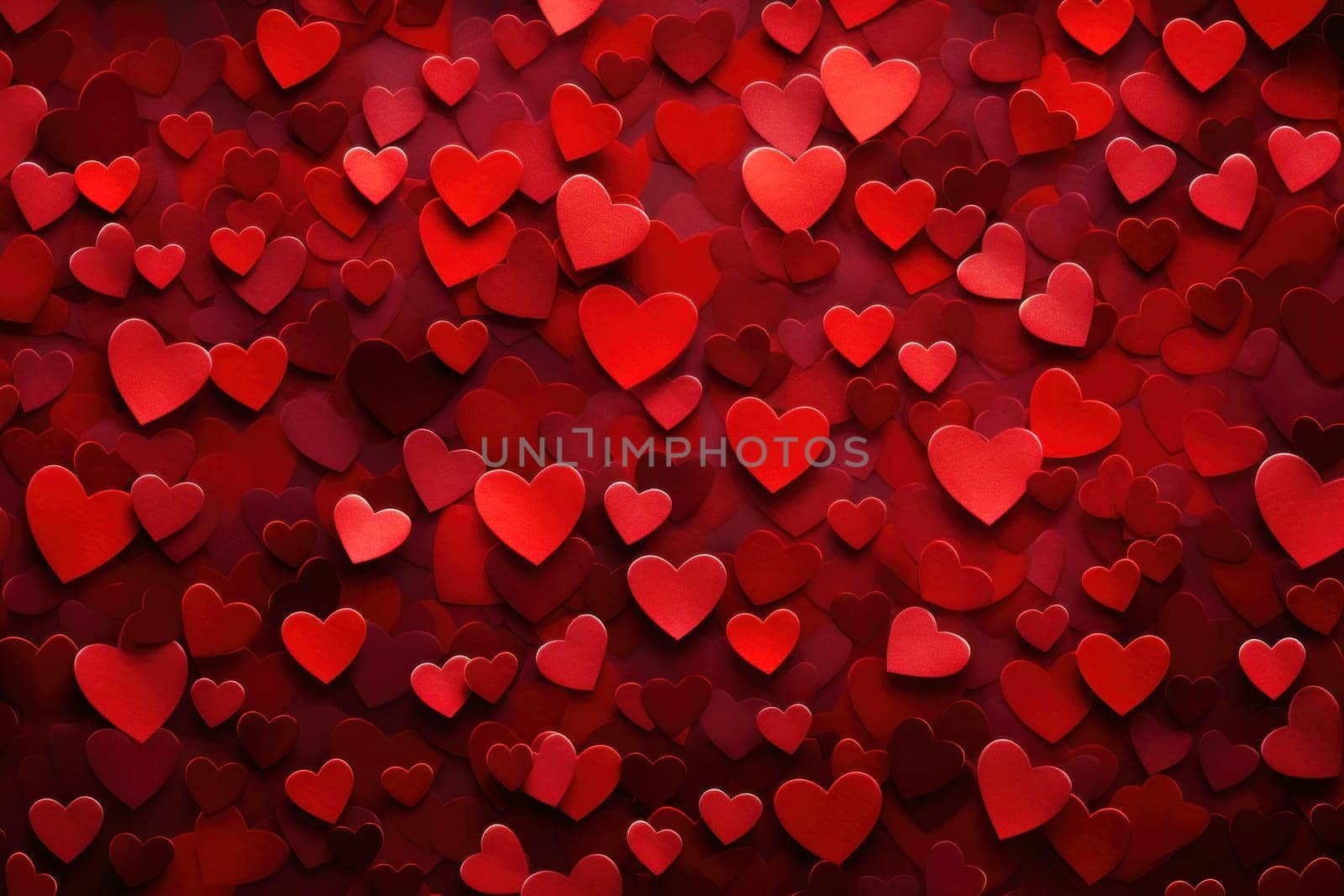 Red background with hearts for Valentine's Day or wedding. Abstract background with red hearts