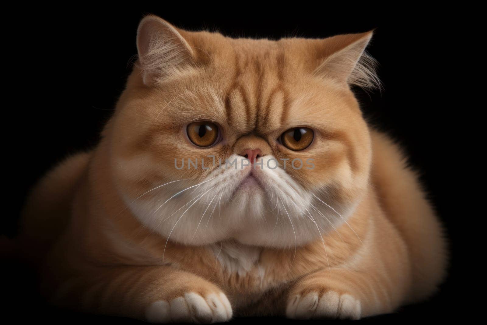 Portrait of a cute cat looking away. Exotic Shorthair cat breed.