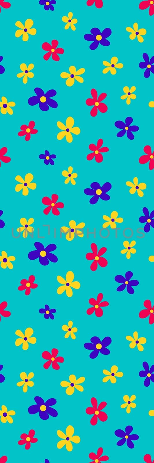 Blue bookmark with colorful funny Floral pattern