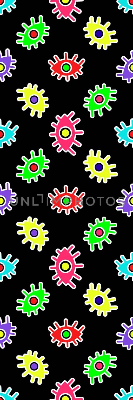 Bookmark printable multicolored Eyes Pattern