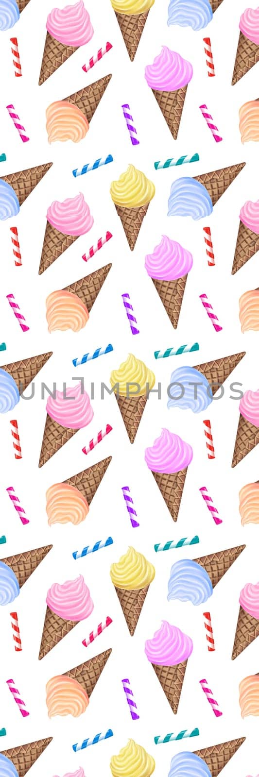 Bookmark with Ice Cream cones and sweets pattern