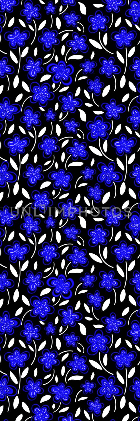 Black blue bookmark with floral pattern by Dustick