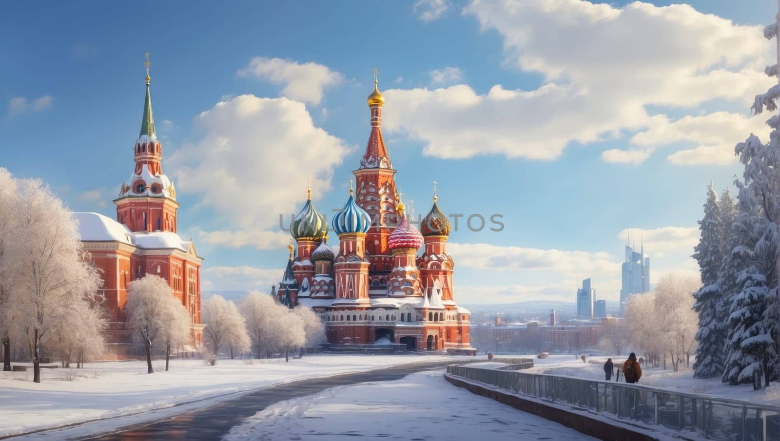 Nikolskaya Tower and Kremlin Senate in Moscow Kremlin, Russia. Winter scene of Moscow Kremlin. by bizzyb0y