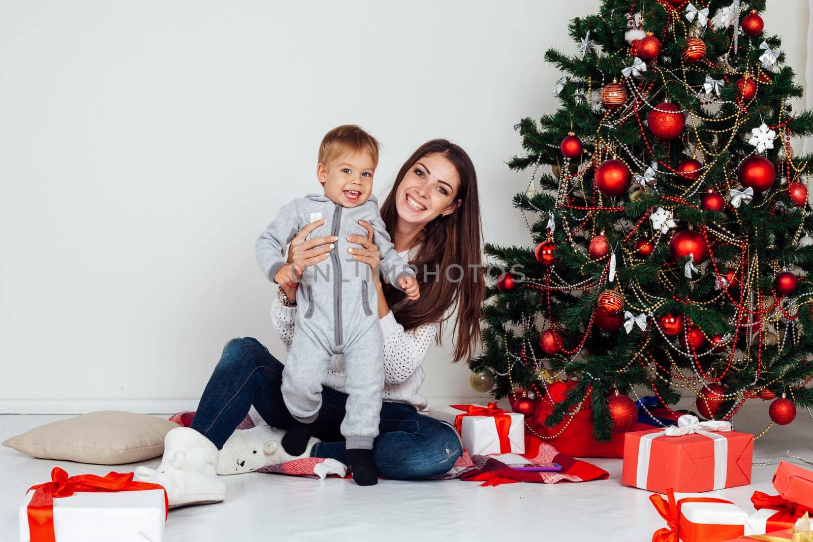 mother and young son Christmas Decor new year 2018 2019