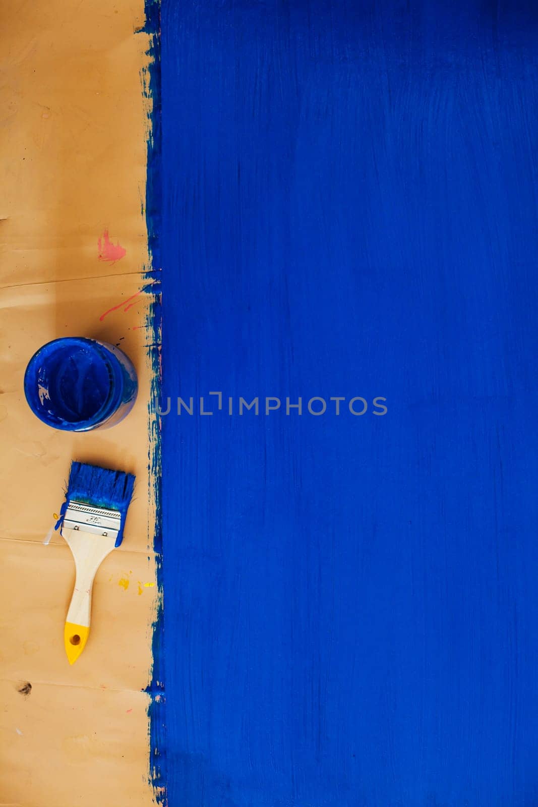 Blue painted wall paint structure as background by Simakov