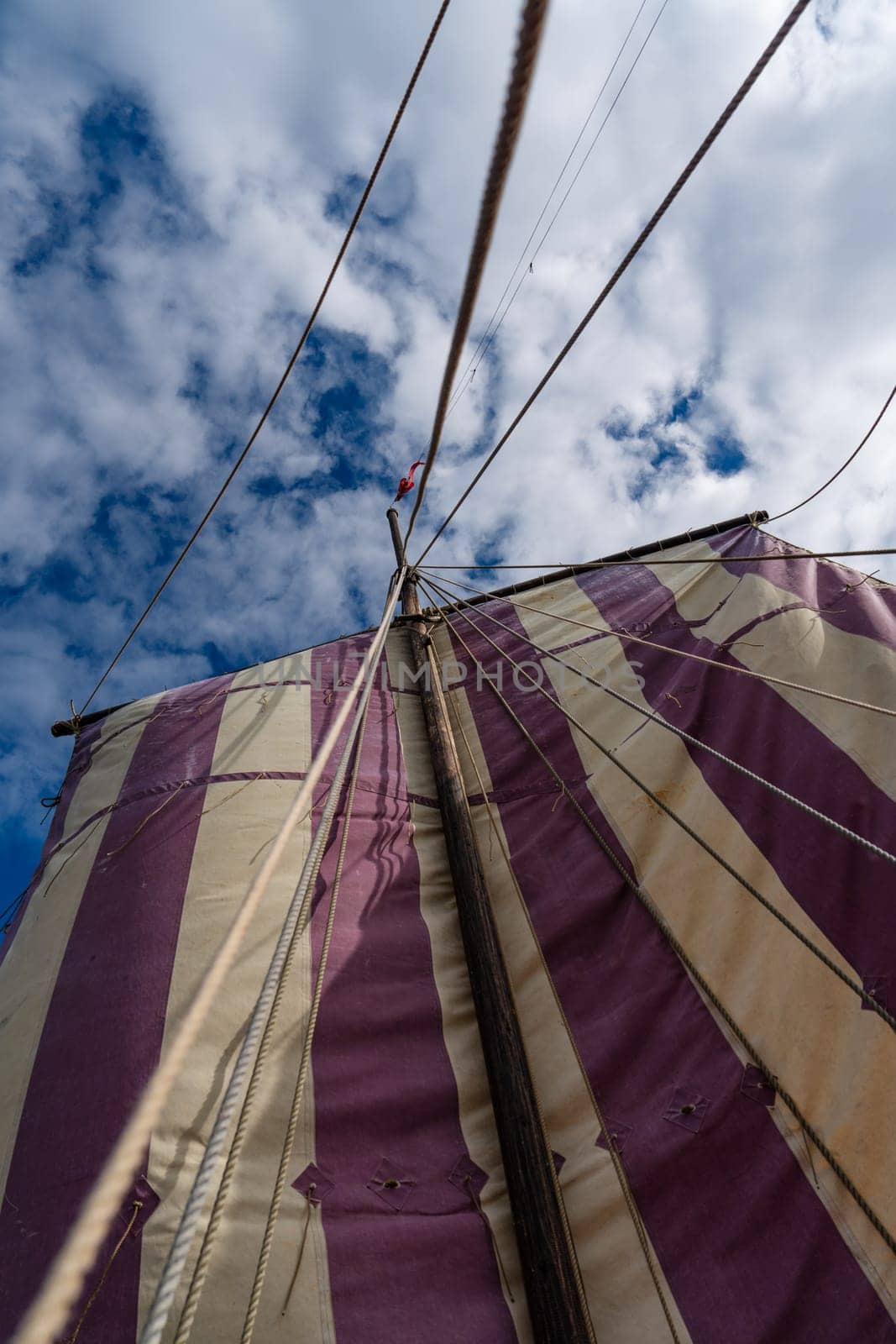 Close-Up of Viking Ship Sailing Majestically Against a Clear Blue Sky by PhotoTime