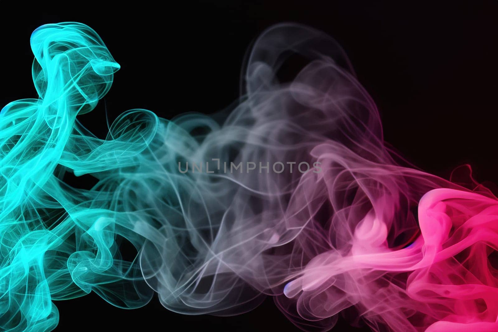 Abstract colorful smoke on black background.