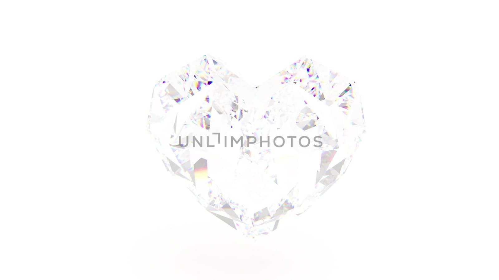 Glass diamond heart intro 3d render