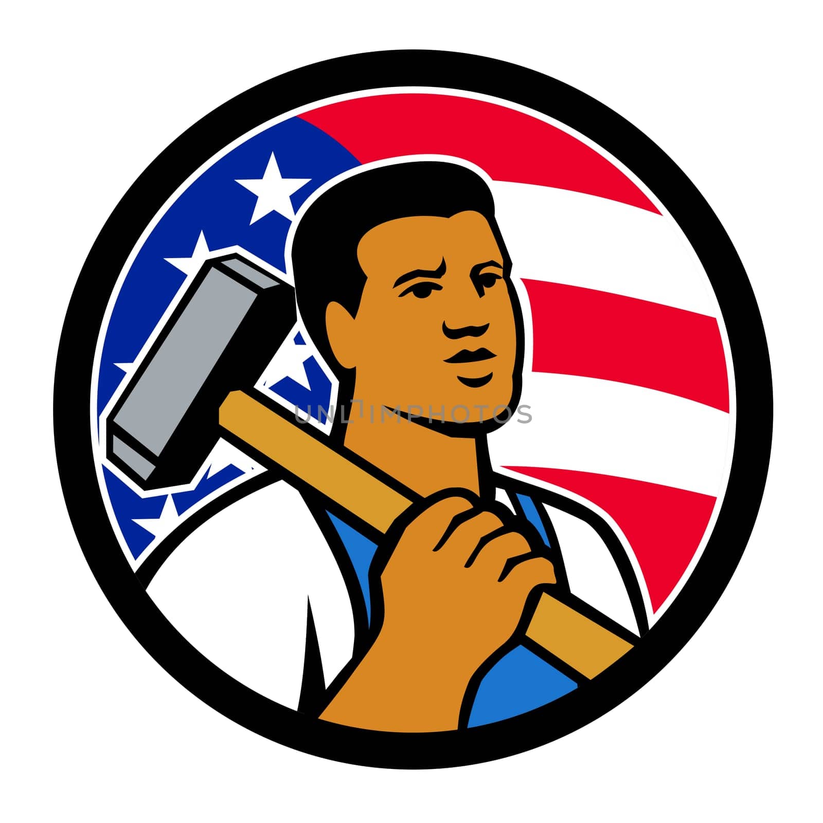 John Henry Sledgehammer-USA-FLAG-CIRC-ICON by patrimonio