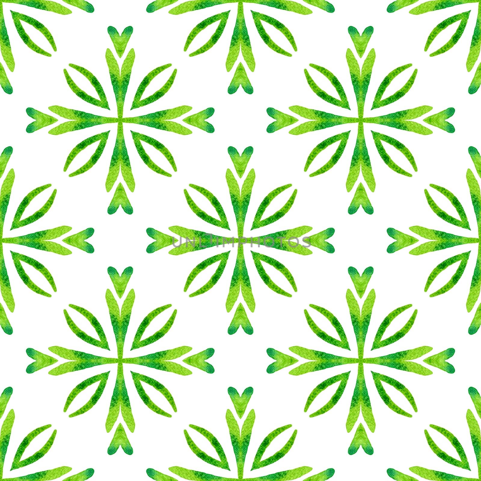 Hand drawn green mosaic seamless border. Green dramatic boho chic summer design. Textile ready pleasant print, swimwear fabric, wallpaper, wrapping. Mosaic seamless pattern.
