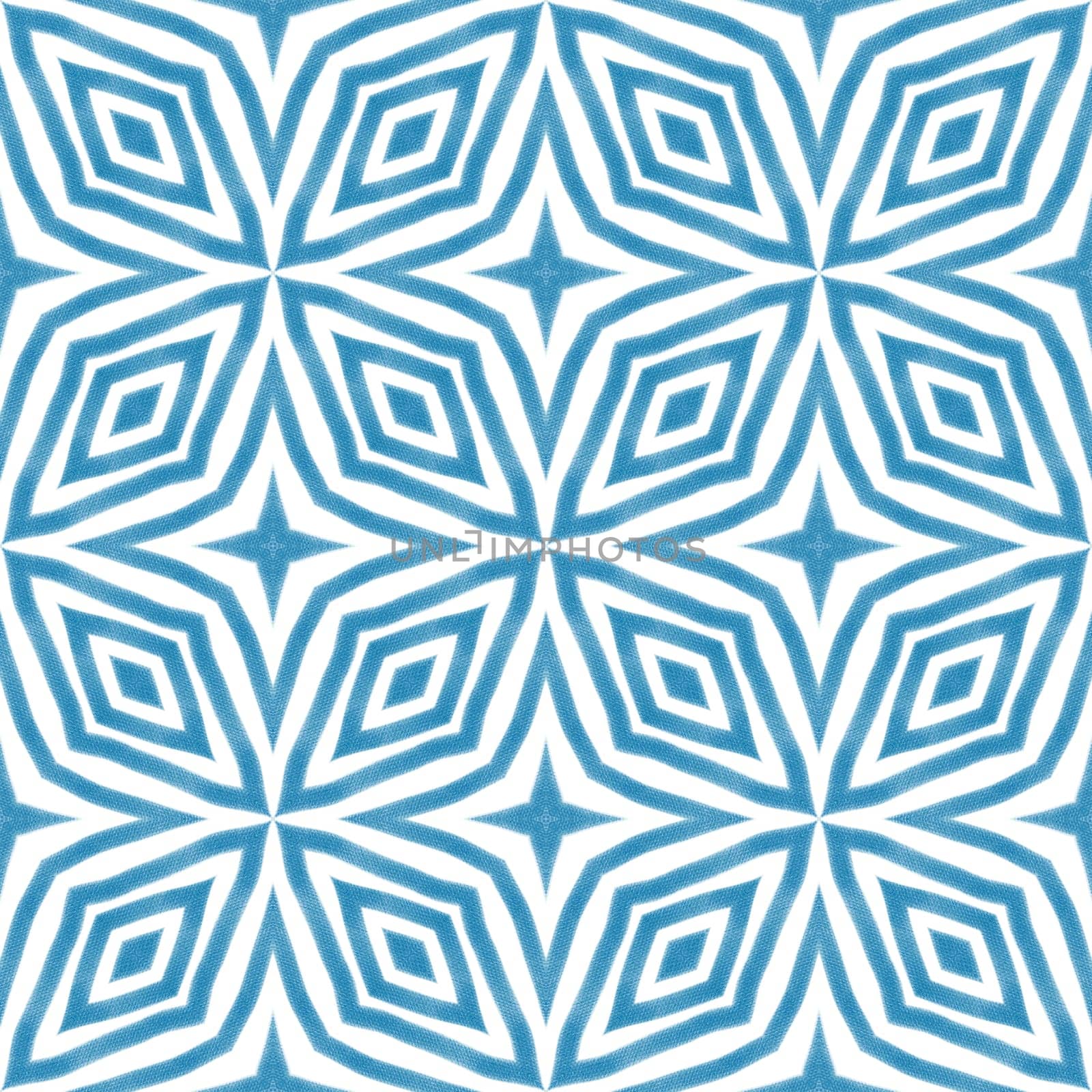 Chevron stripes design. Blue symmetrical kaleidoscope background. Geometric chevron stripes pattern. Textile ready appealing print, swimwear fabric, wallpaper, wrapping.