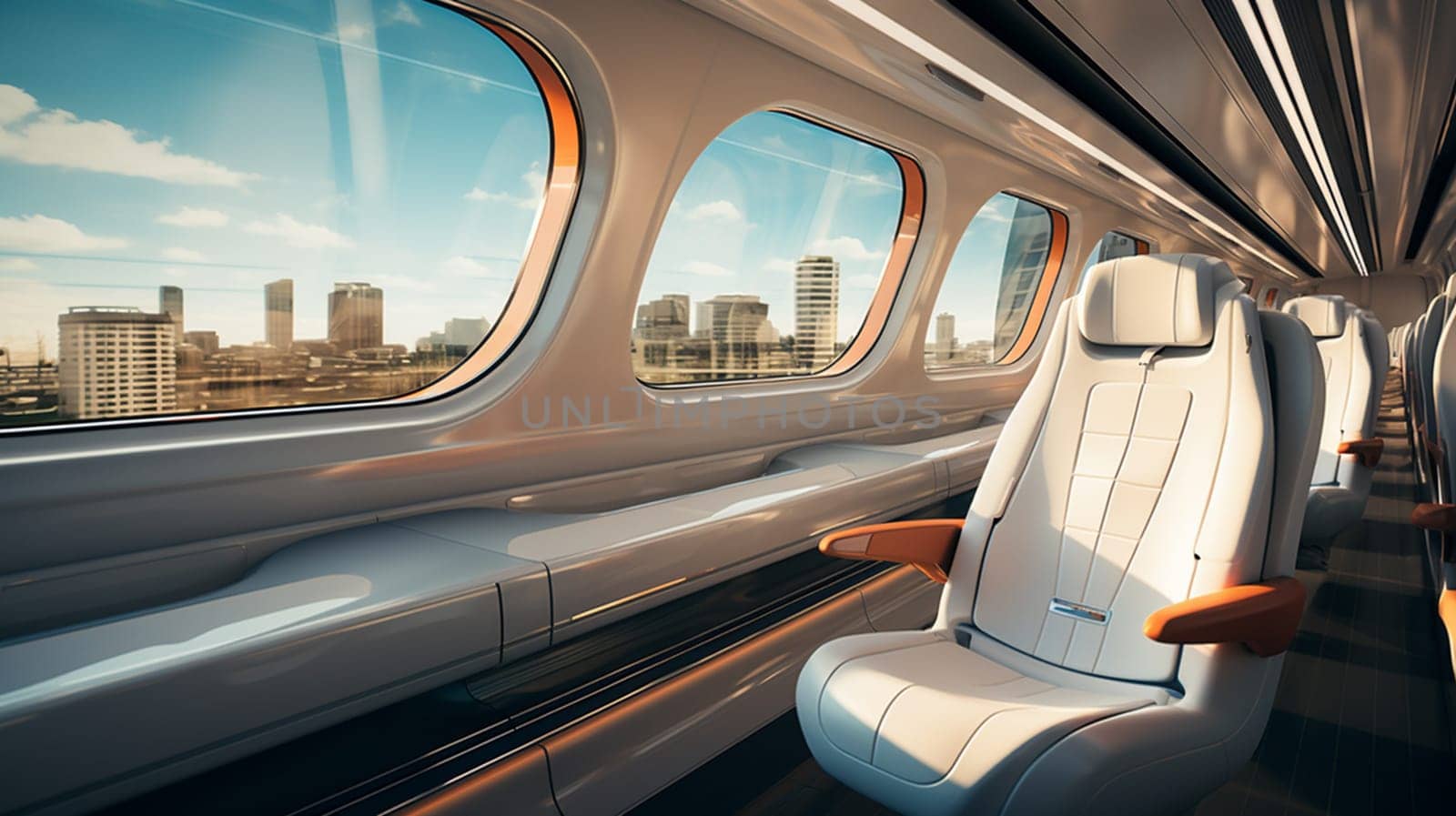 High speed fast train passenger locomotive interior.