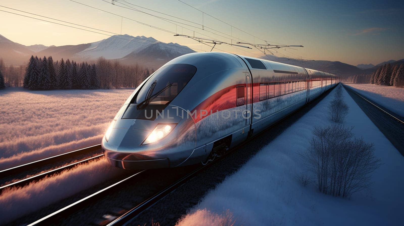 Beautiful photo of high speed modern commuter train, motion blur. by Andelov13