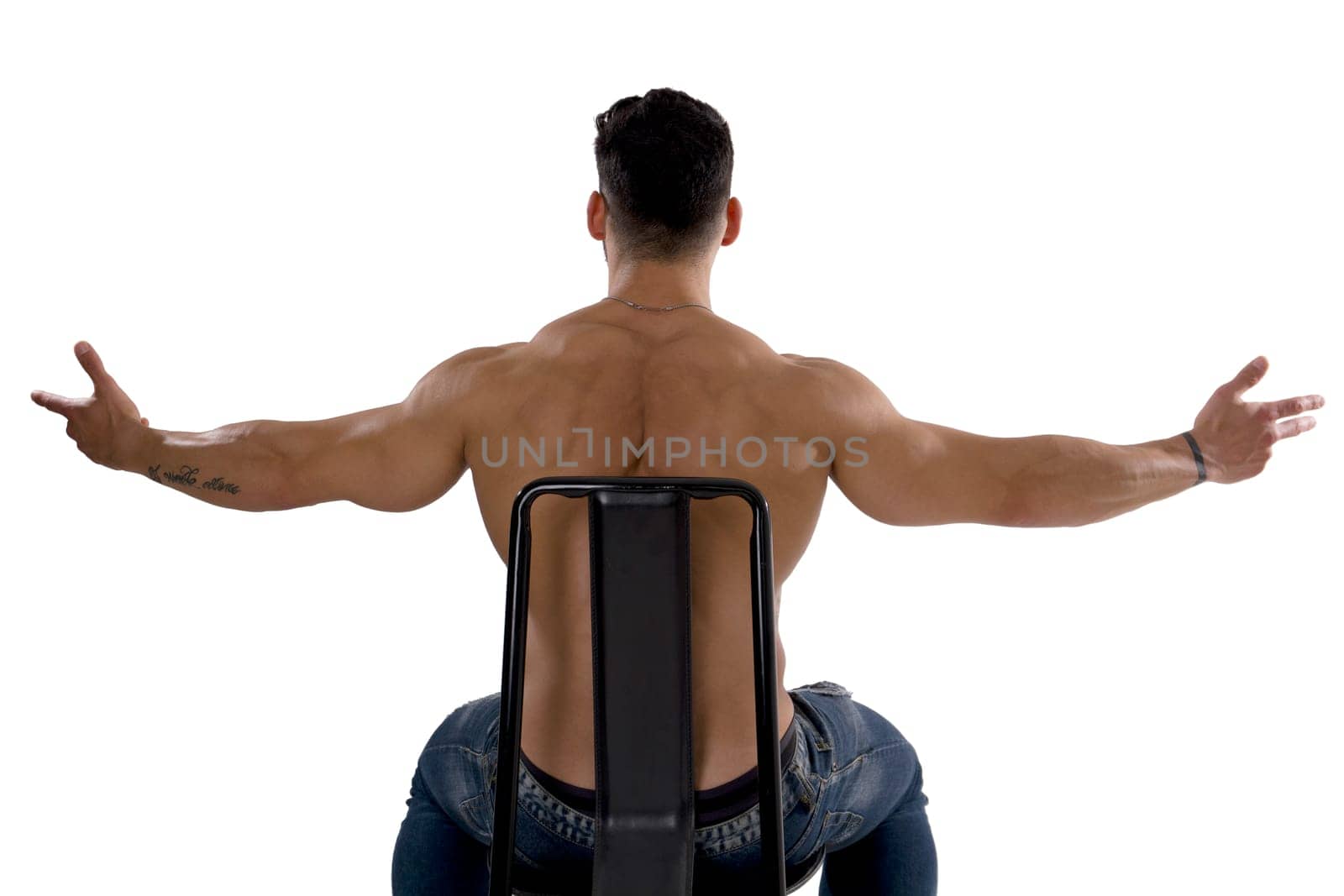 Man Sitting on Chair with Arms Outstretched by artofphoto
