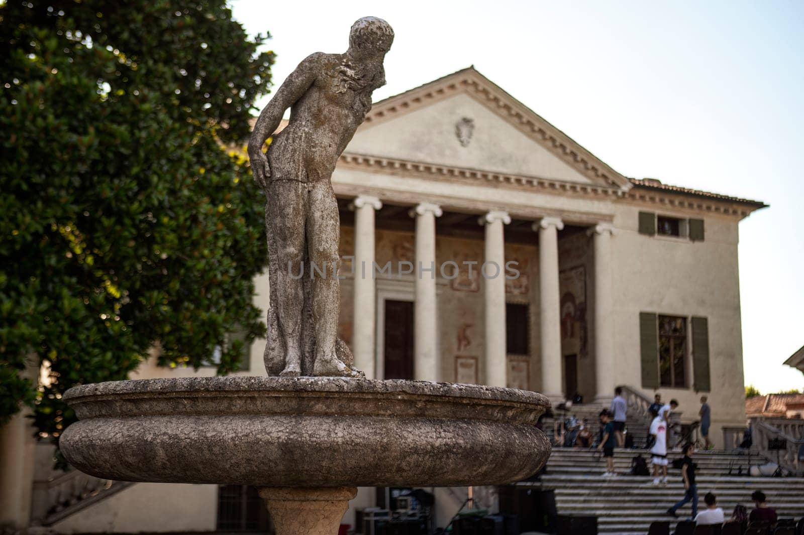 Intricate architectural details of the historic Villa Badoer in Fratta Polesine.