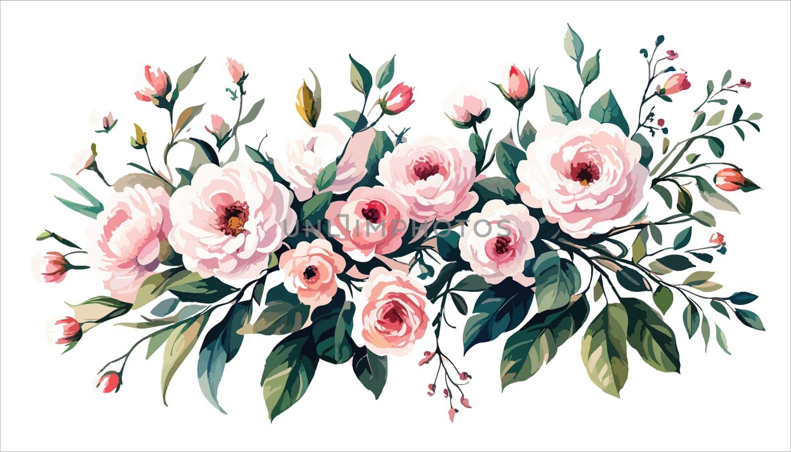 illustration blooming pink roses flowers for your design. Wedding by EkaterinaPereslavtseva