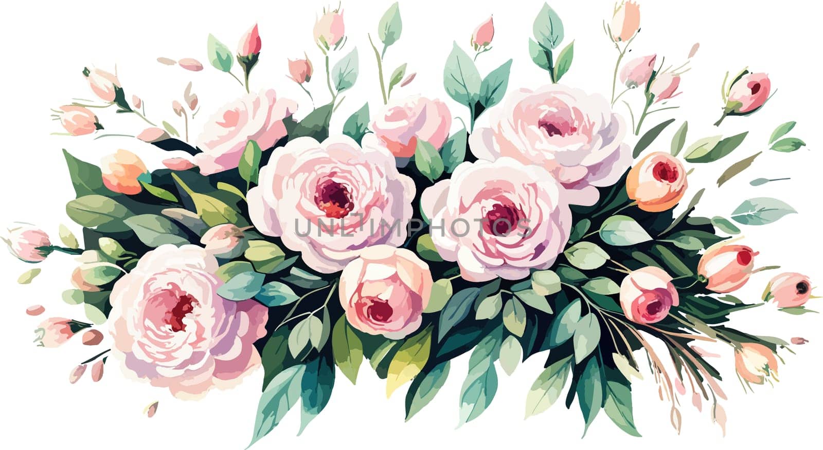 illustration blooming pink roses flowers for your design. Wedding by EkaterinaPereslavtseva