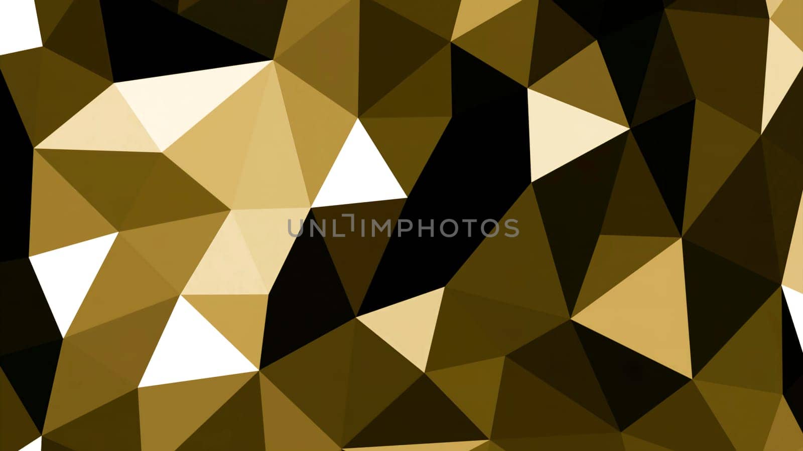 Abstract golden 3D tiles shimmering background. Design. Blinking triangular mosaic tiles