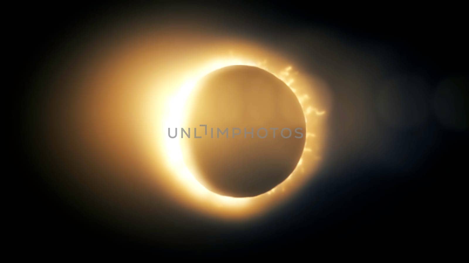 Abstract solar eclipse caused by a Lunar event with ring of fire. Animated abstract view of a total solar eclipse