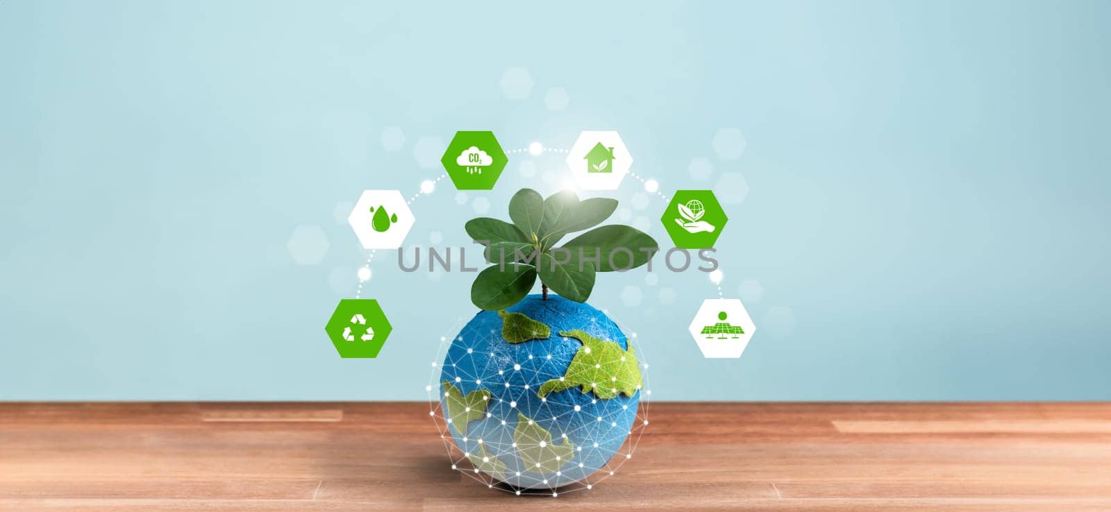 Earth globe with young tree planted on top and eco-friendly design icon.Reliance by biancoblue