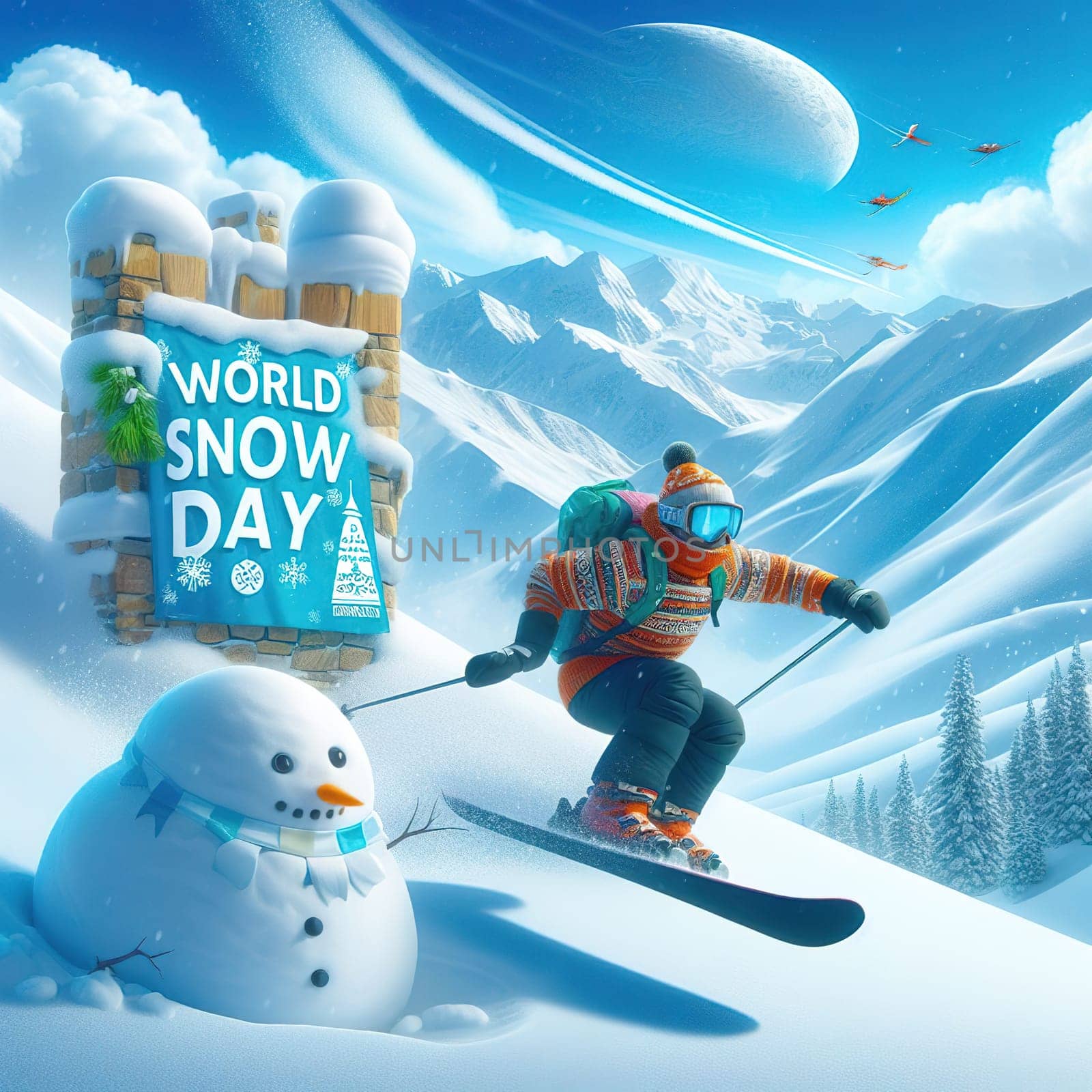 World Snow Day. International Winter Sports Day. Generative AI. High quality photo