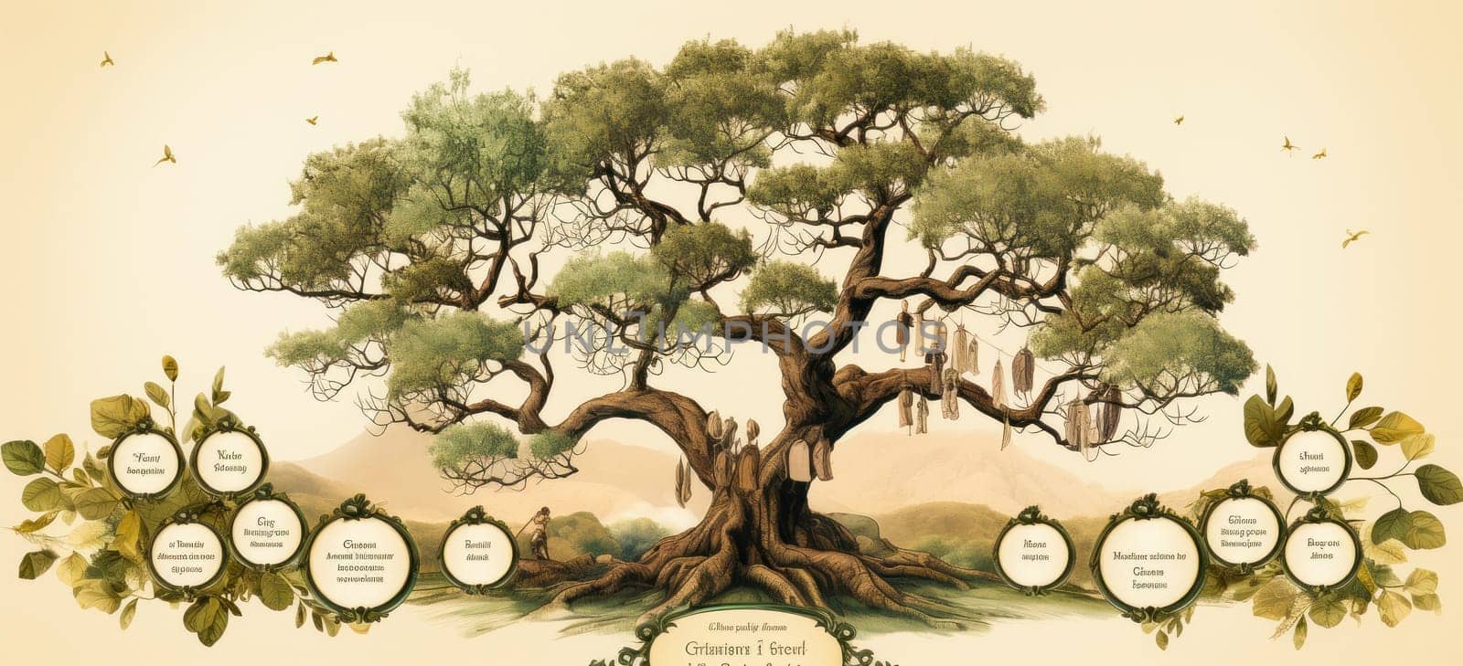 Unique family tree greeting card template by Yurich32