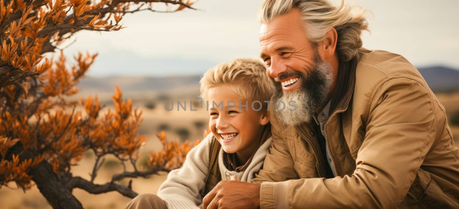 Happy moments of grandfather and grandson among the beauty of nature by Yurich32