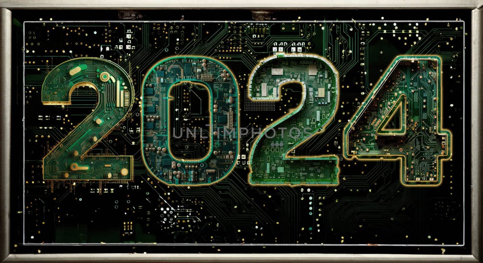 2024 new year, digital technology concept by biancoblue