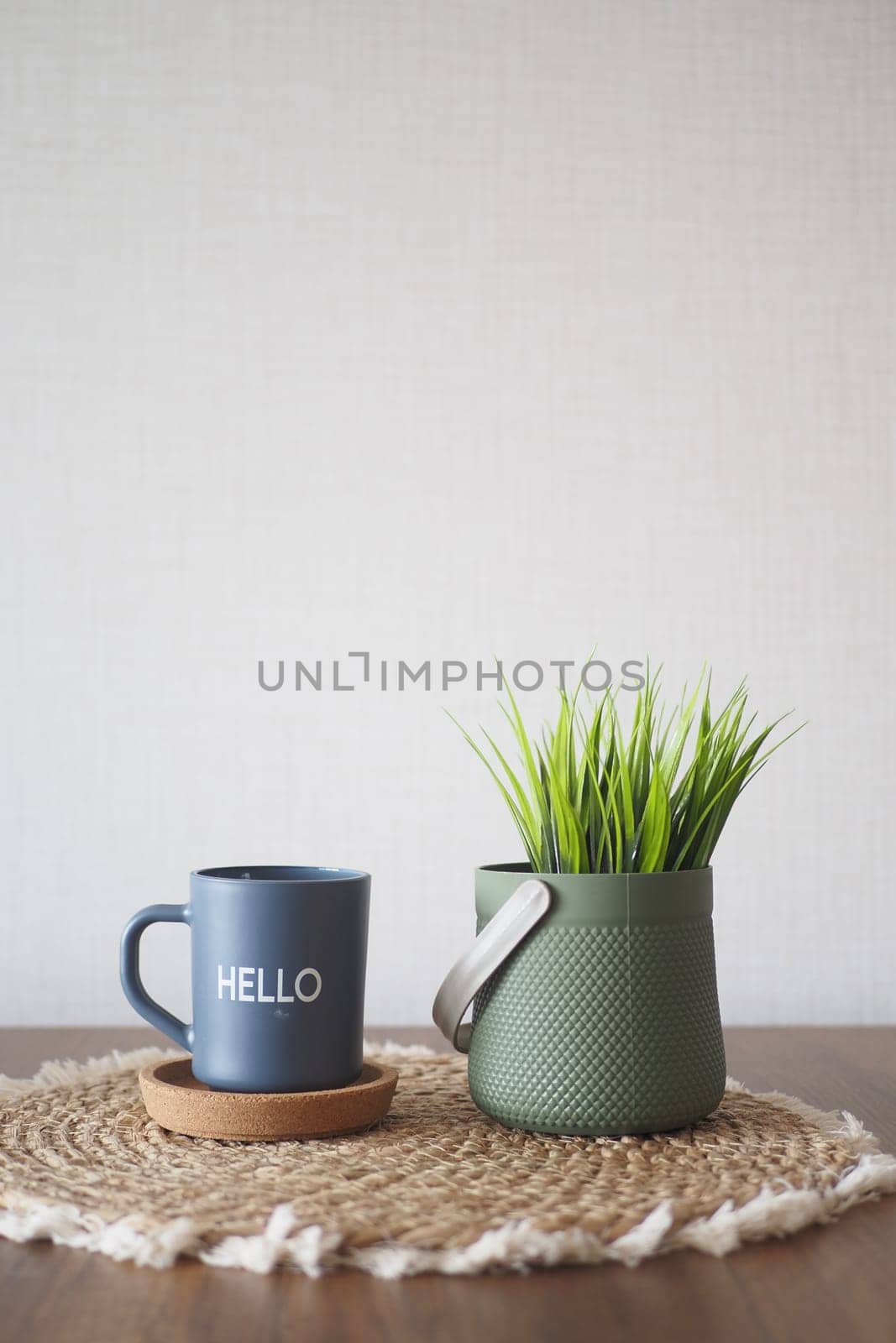 blue coffee cup with hello word by towfiq007