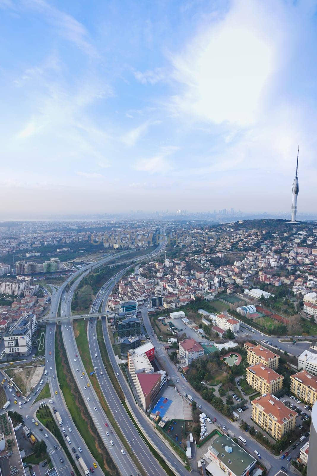 highway road multilevel junction in istanbul .